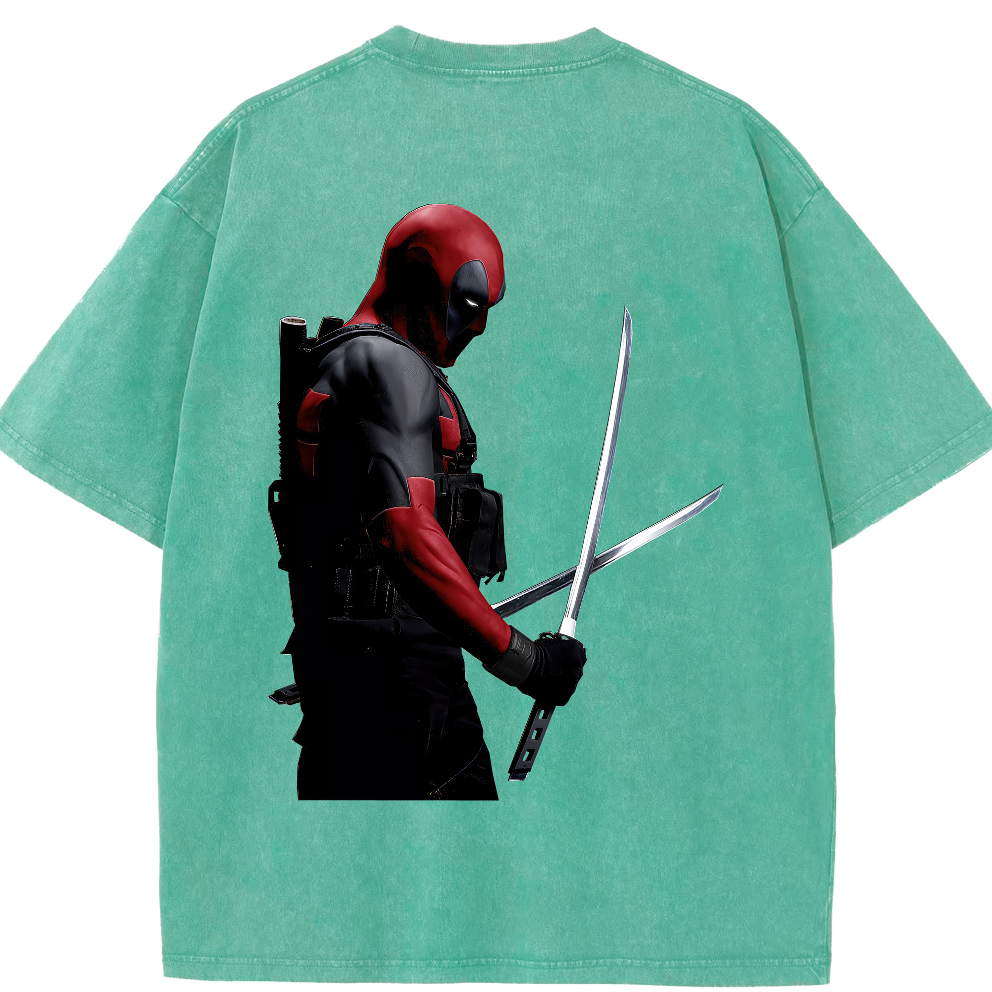 （画像用） Deadpool デッドプール 綿100% ヴィンテージ風 半袖Tシャツ（背面プリント）